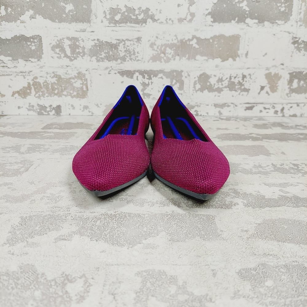 New Rothy's The Flat Burgundy Knit Pointy Toe Slip On Loafers F874 - Picture 4 of 8